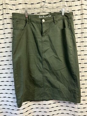 Inherit Olive Green Midi Pencil Skirt